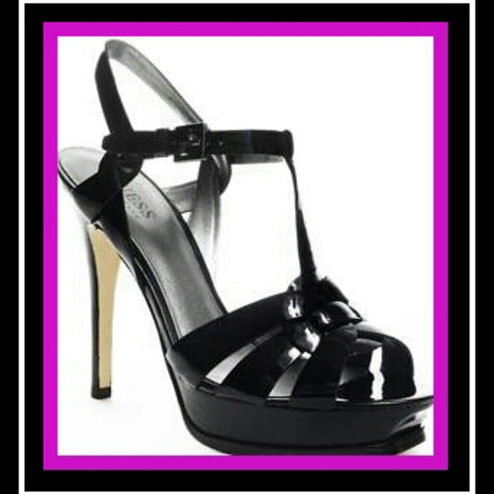 Guess "Lunax" Black T strap Pumps